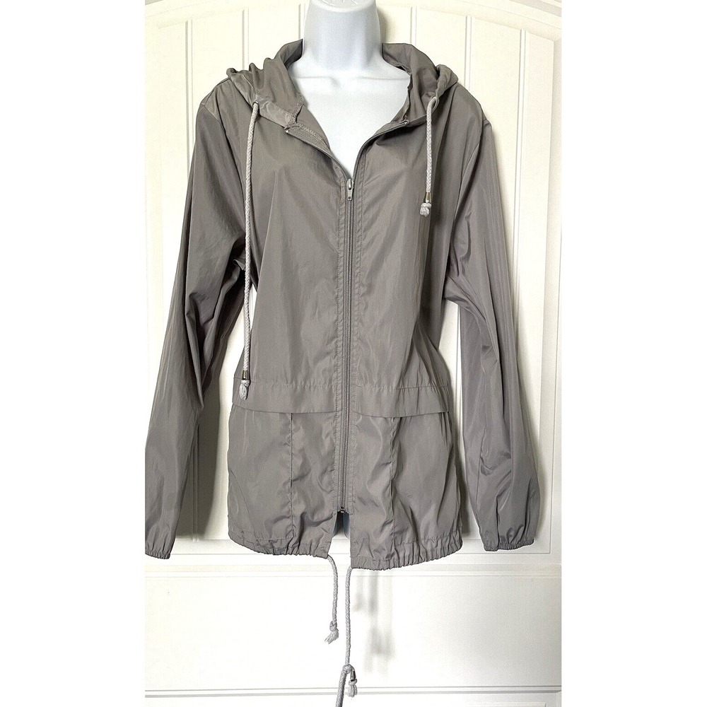 Hount Womens Size Large Jacket Full‎ Zip Hooded Gray Windbreaker Jacket